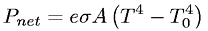 Net power radiated by an object