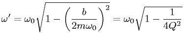 Angular frequency for a damped oscillation